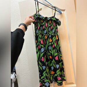 Urban outfitters black dress with tulips